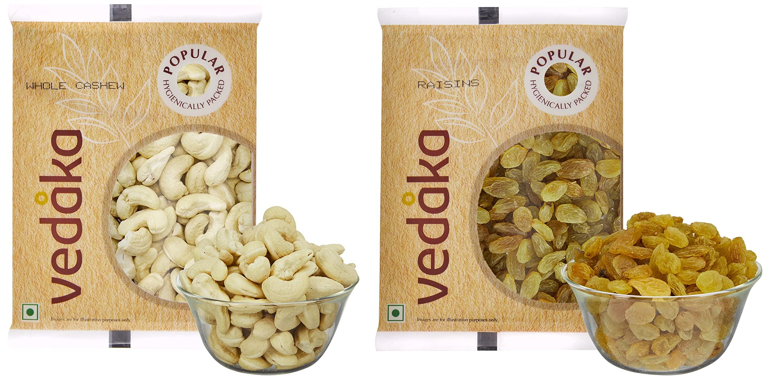 Amazon Brand - Vedaka Amazon Brand - Vedaka Dry Fruits Combo - Raisins and Cashews (2 X 200g) | Delicious, Natural & Premium Dried Fruits