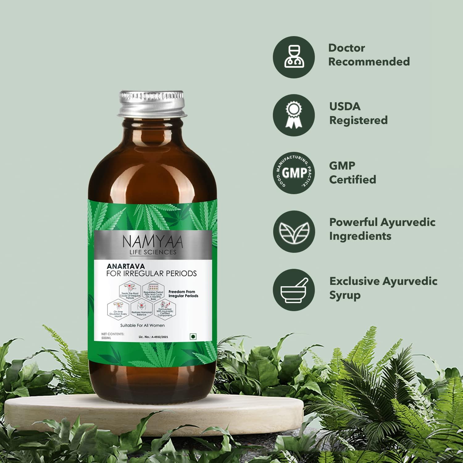 Namyaa Namyaa Ayurvedic Formulation Anartava Syrup For Irregular Periods, 500 ml