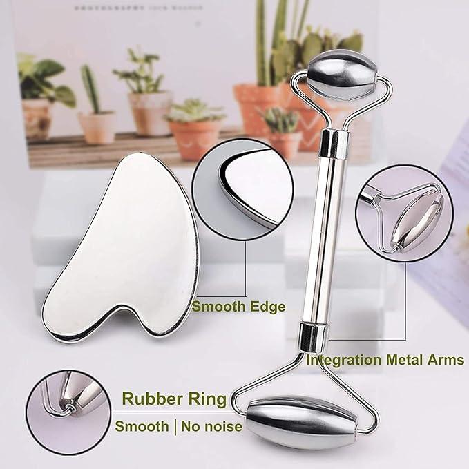 ACUWORLD ACUWORLD Gua Sha Facial Tools Stainless Steel - Gua Sha Face Massage Metal Tool - Stainless Steel Facial Massager for Skincare - Gua Sha Metal Tool for Face Lifting