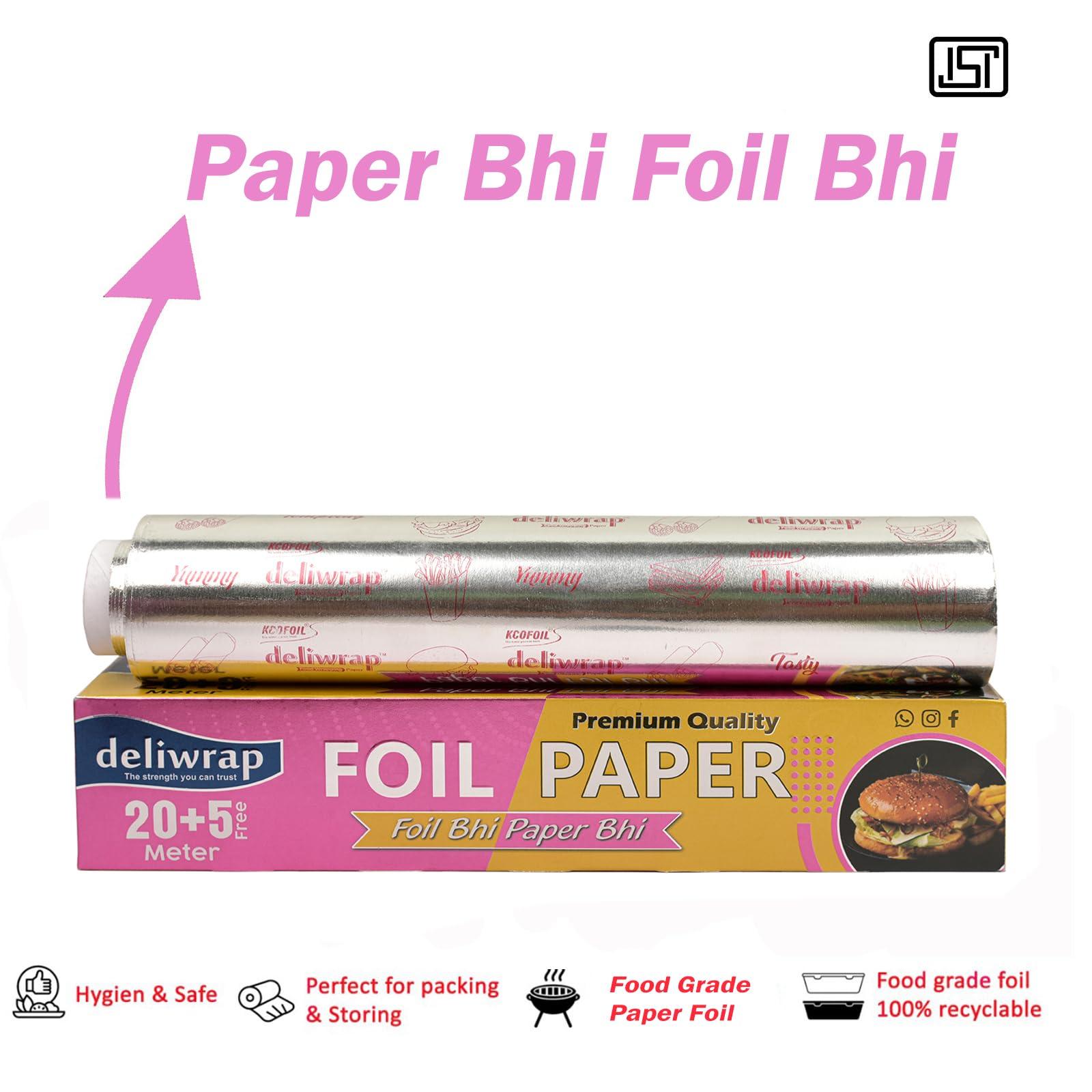 KCOFOIL KCOFOIL 25 Meters Food Wrapping Paper| ISI Certified |Chemical Free Paper for Food |Parchment Paper for Food Wrapping | Non-Stick Wrapping Paper| Foil Paper for Wrapping & Oil Absorption | Pack of 1