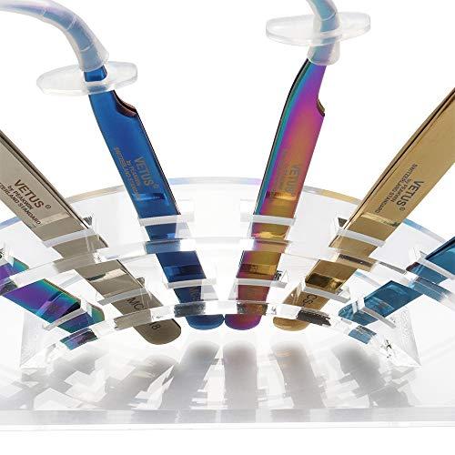 myaokue-up 1pc Tweezer Display Stand Durable Acrylic Eyelash Extension Tools Storage Holder Tweezers Scraper Shears Organize Rack, 6 Holes, Clear