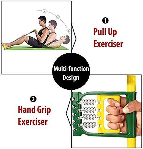Cpixen Cpixen 3 in 1 Tummy Trimmer Exerciser with 5 Spring Chest Expander, Puller Hand Gripper, Pull Bar Weight Exerciser and Muscle Trainer for Man and Women (Multicolor)