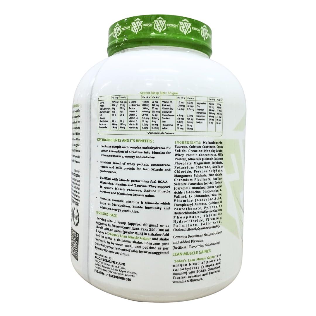 Zedon Nutrition Zedon Nutrition Lean Muscle Gainer | 42g Protein, Creatine, BCAA, Glutamine, Taurine | Muscle Building Whey Protein Powder Supplement for Men & Women (Coffee, 2KG)