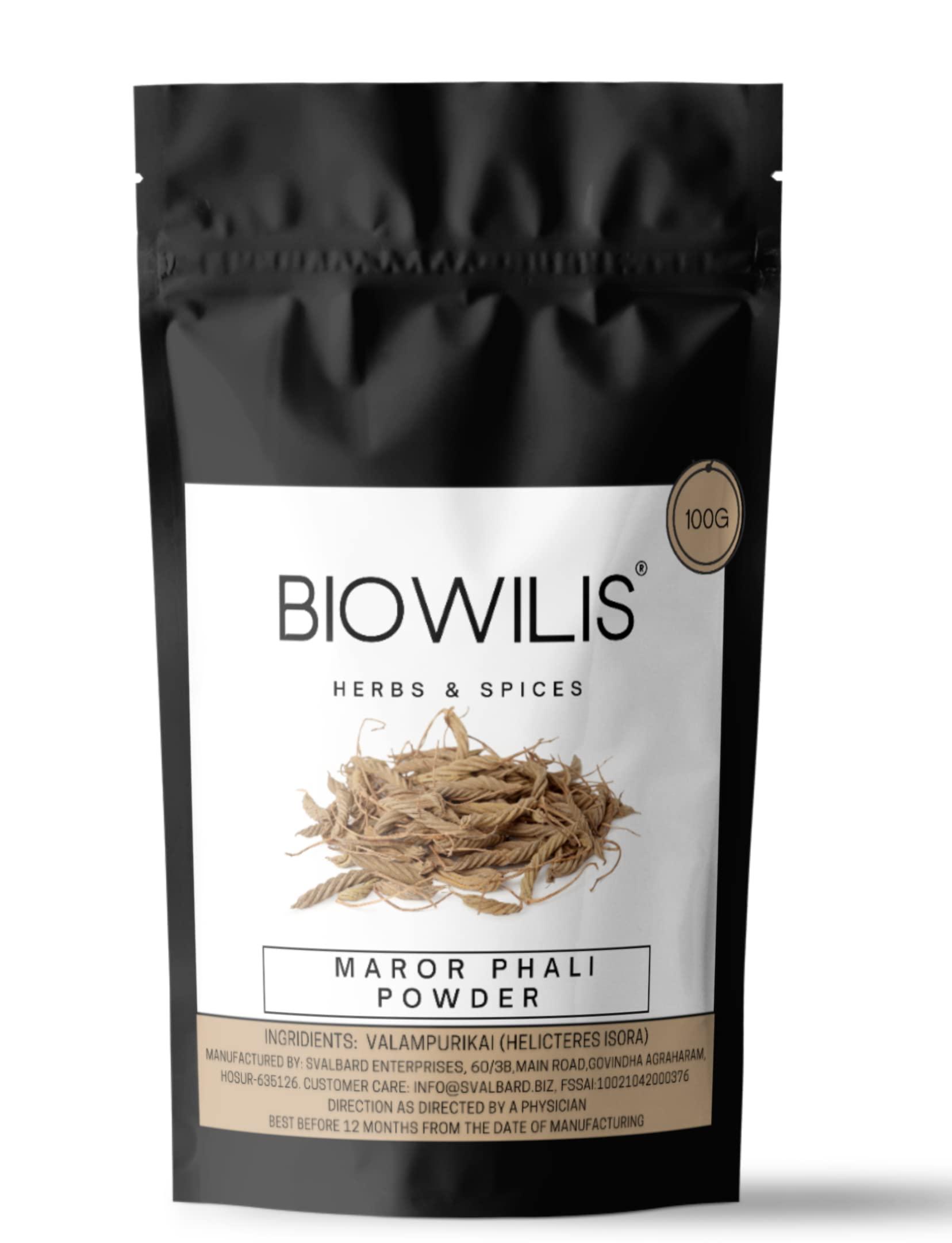 BIOWILIS Biowilis- Marod Phali/ Maror Phali Powder (Helicteres Isora)/ Valampurikai powder, Useful In Intestinal Pain and Spasm 100gm
