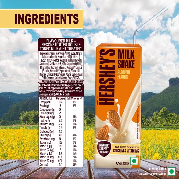 HERSHEY'S HERSHEY\'S Almond Flavored Milkshake | Enriched with Calcium | 180ml - Pack of 4