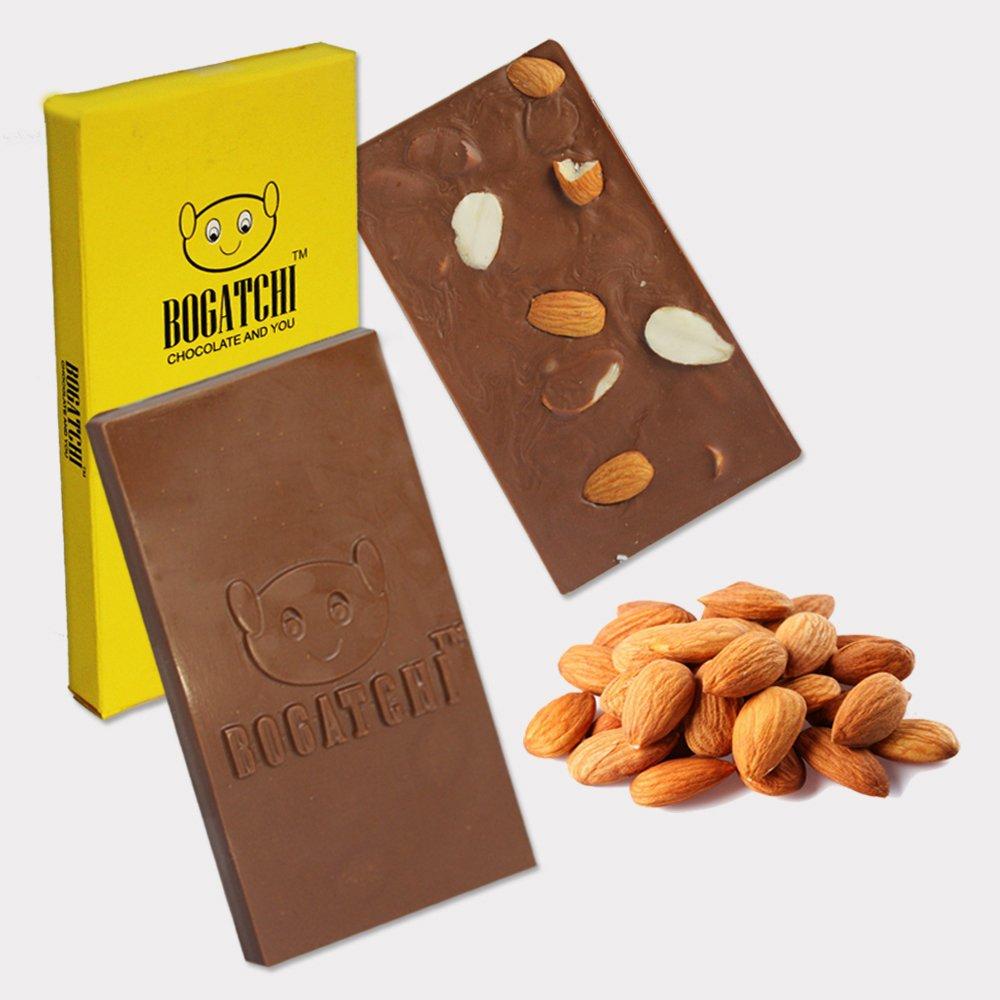 BOGATCHI BOGATCHI NUTTY ALMOND, 18% DARK CHOCOLATE WITH RICHNESS OF ALMONDS, 1 PIECE, CHOCOLATE BAR, 80g