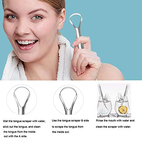 Sestball 2 Pack Tongue Scraper Cleaner for Adults & Kids, Medical Grade Metal Tongue Scrapers with Travel Case, Wide-Head Tongue Cleaners Set for Fresh Breath Dental Eliminate Bad Breath in Seconds