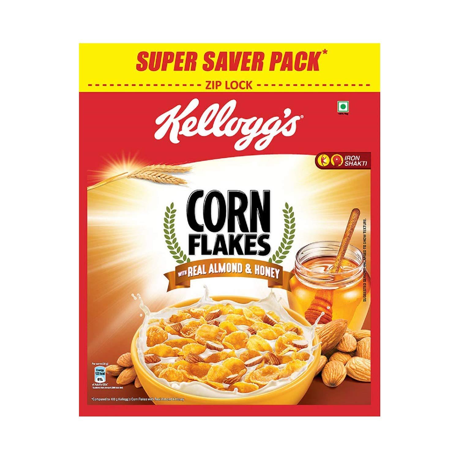 Kellogg's Kellogg\'s Combo, Corn Flakes Real Almond And Honey, 1 Kg And Kellogg\'S Muesli With 20% Nuts Delight Pouch, 750 G