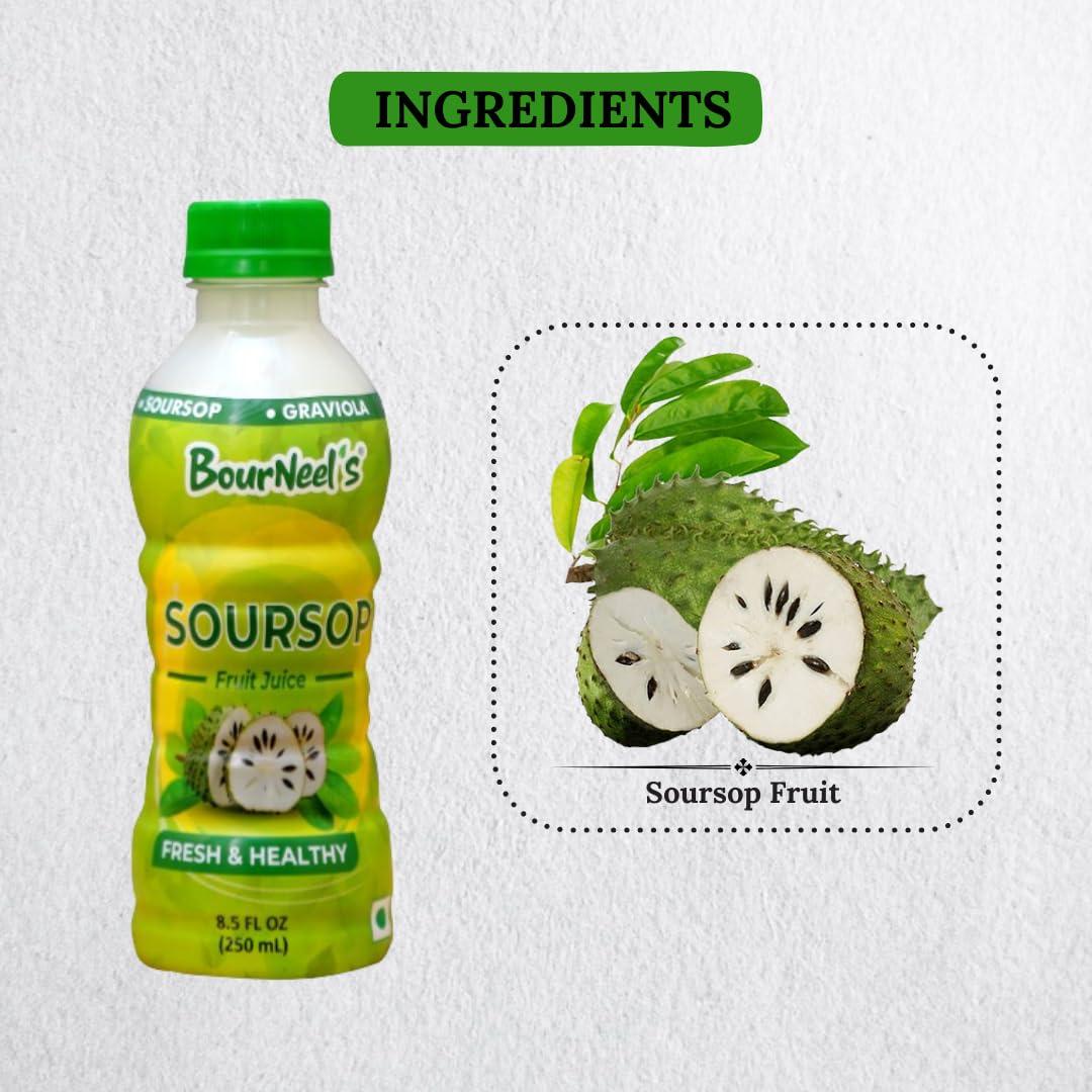 BourNeel's BourNeel\'s Soursop Fruit Juice 250ml Pack of 1 | Immunity Booster | Natural & Healthy Graviola Laxman Phal Fruit Pulpy Juice Drink | High Vitamin C |