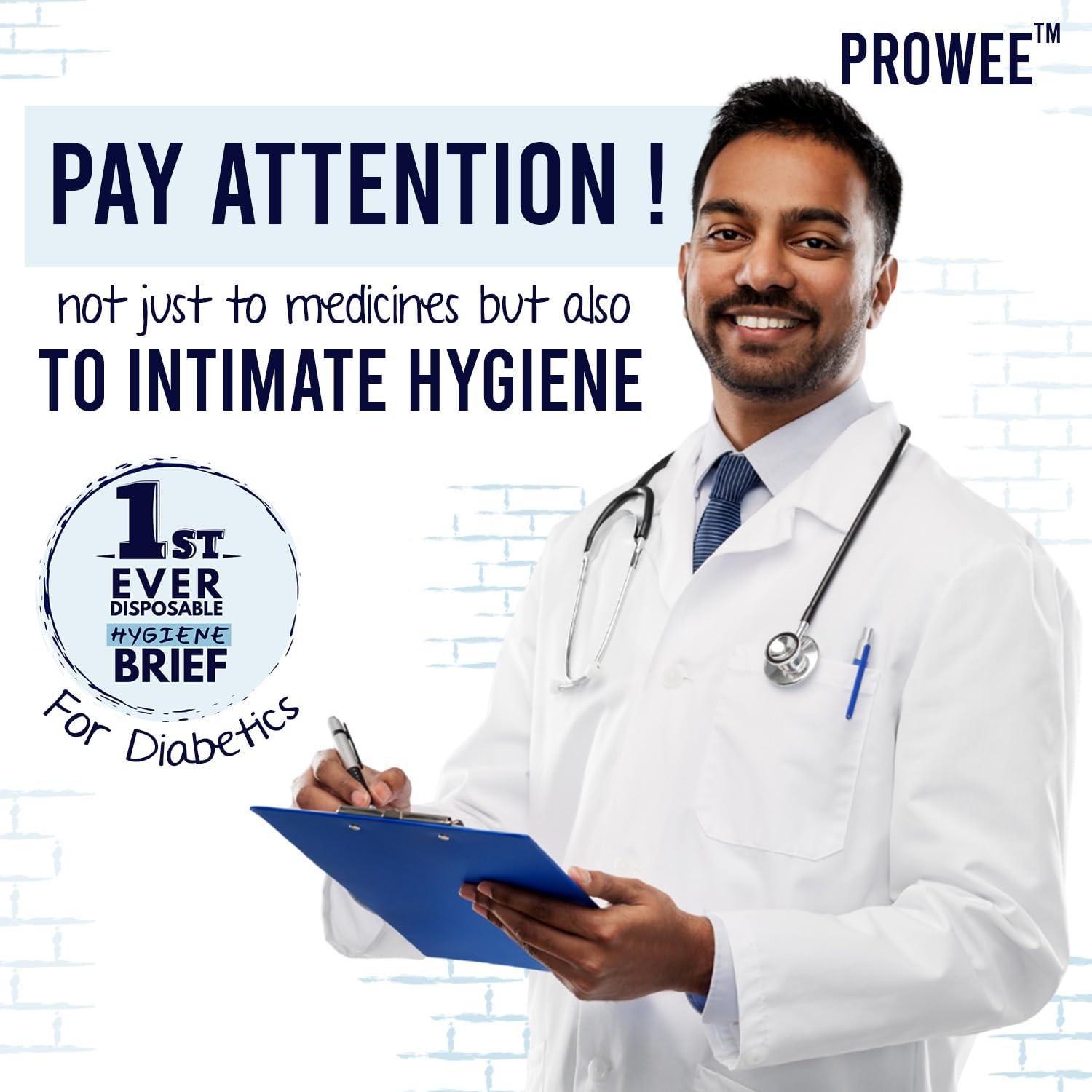 PROWEE Mens Diabetic Care Disposable Underwear Ideal for Travel, Spa, Surgeries, Hospitals (Pack of 5) (XS) White