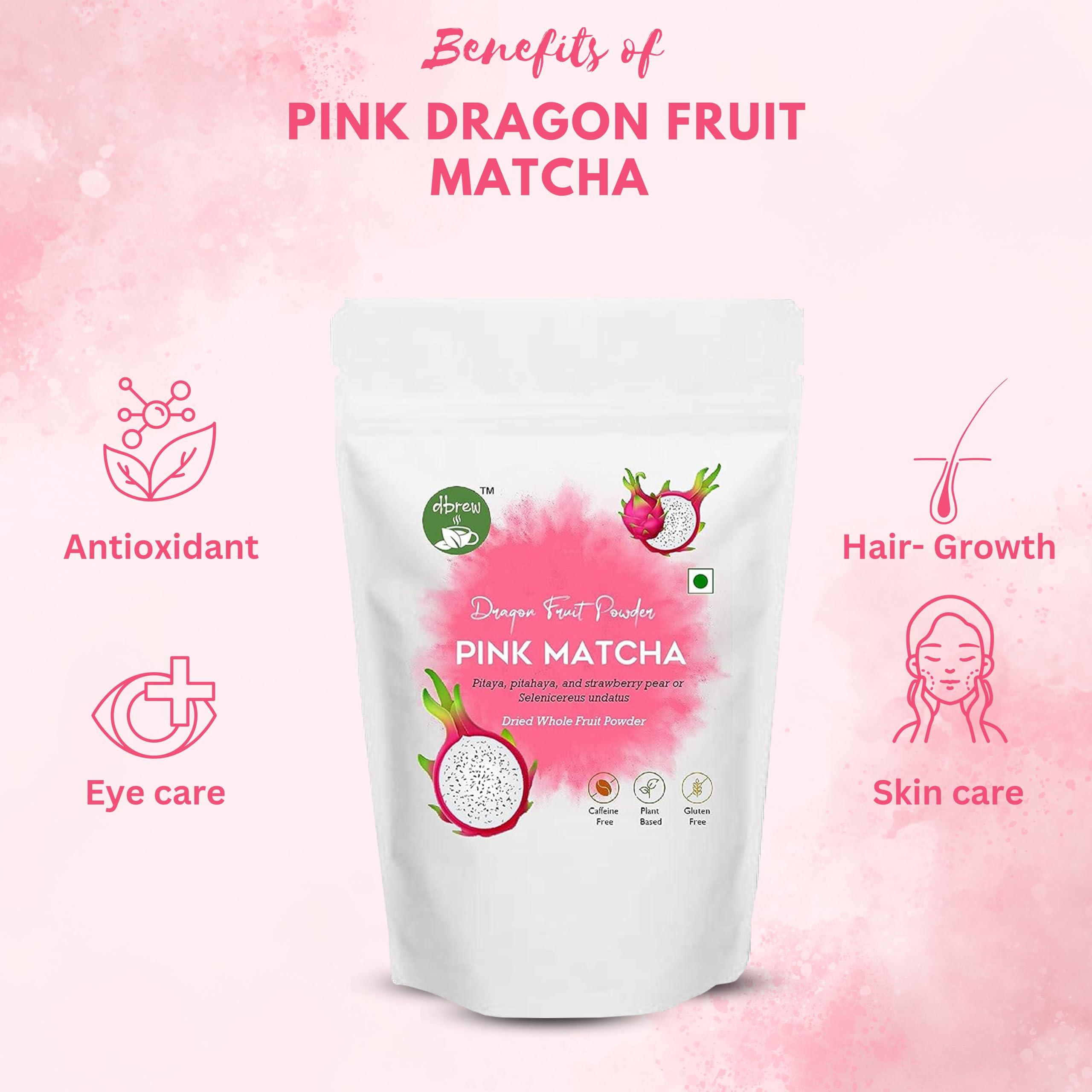 dbrew dbrew Pink Dragon Fruit Matcha (Pink Pitaya) - 30 GM - Healthy Superfood - Plant Based - Pink Matcha Powder- Vitamin C - 100% Natural