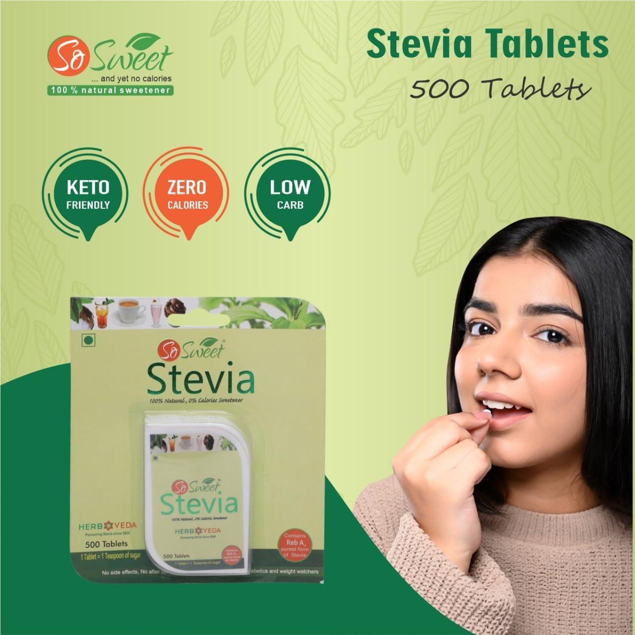 So sweet So Sweet Stevia 500 Tablet Sugar Free Natural Zero Calorie Sweetener (Pack of 10)