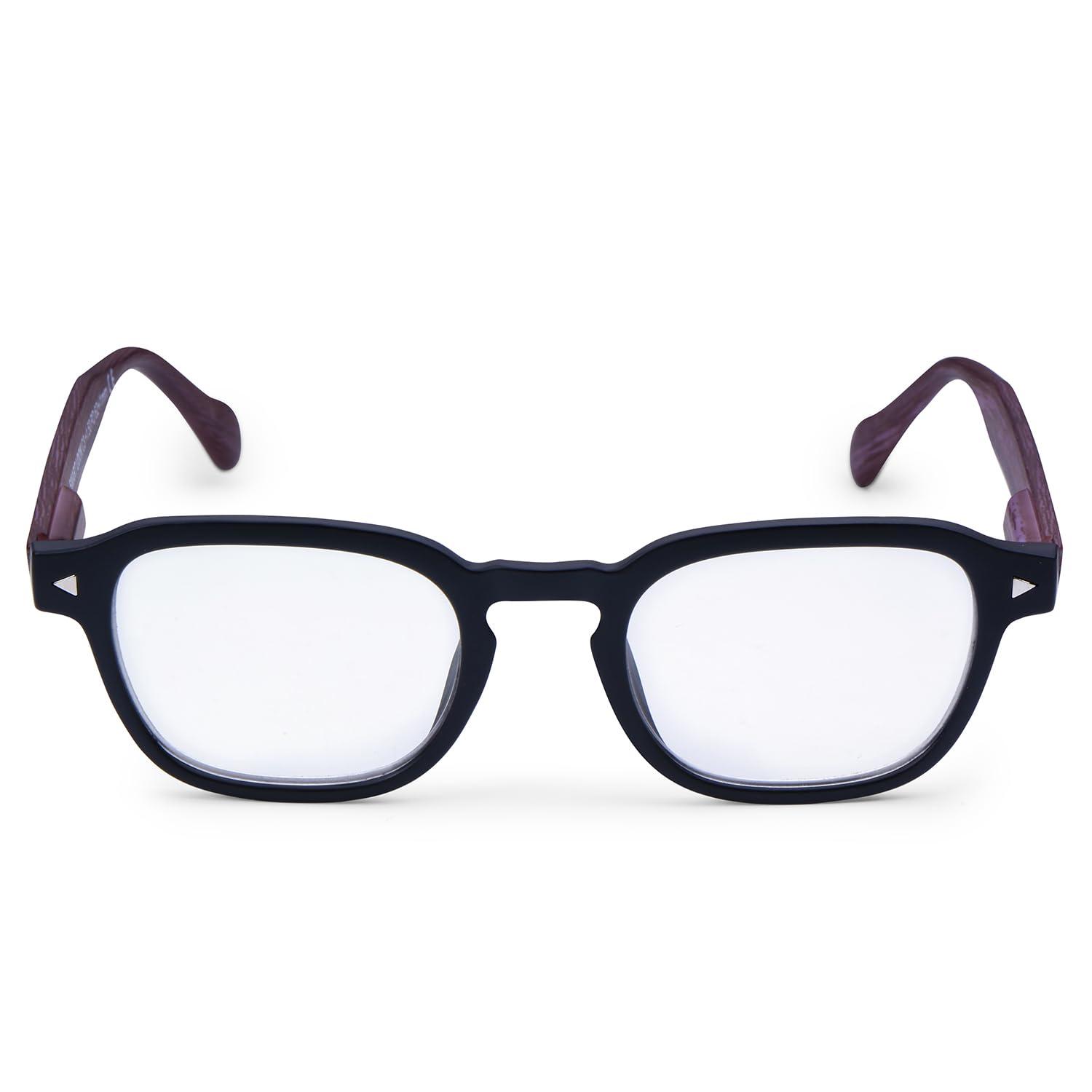 AEC AEC Profuse2 Unisex Reading Glasses +1.75 Power Full Rim Dual-Tone Plastic Frame BlueRazr Blue Light Blocking Lenses Single & Multi-Focus Vision With Soft Sleeve Case for Men & Women (CharcoalBurby)