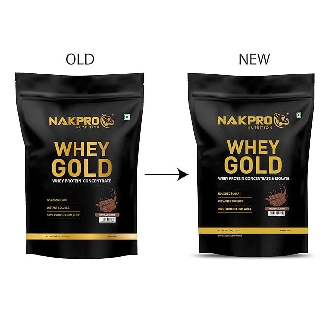 NAKPRO NAKPRO Gold Whey Protein Concentrate & Isolate 1kg Chocolate | 25.5g Protein, Trustified Certified Supplement Powder | Fast Absorbing Whey Protein Powder