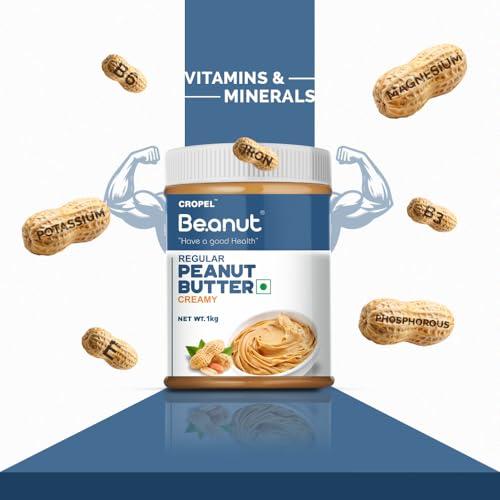 Beanut Beanut Peanut Butter Creamy is a Smart Choice From Real Roasted Pressed Protein, Non GMO, Gluten Free, Vegan And Cholesterol Free Gym, Exercise Daily Energetic-(1kg - Pack of 1)