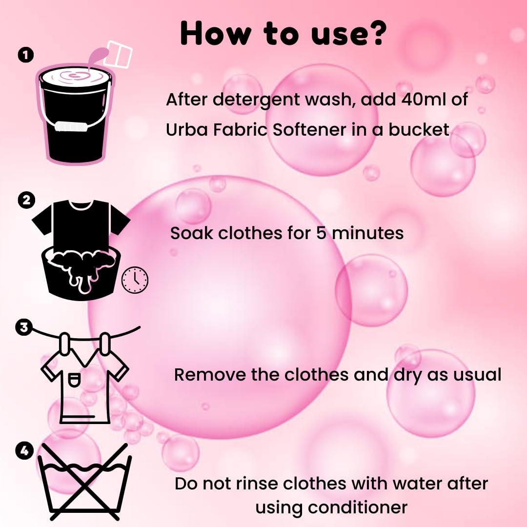 URBA Urba Floral Boom Fabric conditioner 5 L| Super saving Pack| After Wash Liquid Fabric Softener (Offer Pack) | Softness, Shine & Long Lasting Freshness | Fabric stiffener 5000 ml