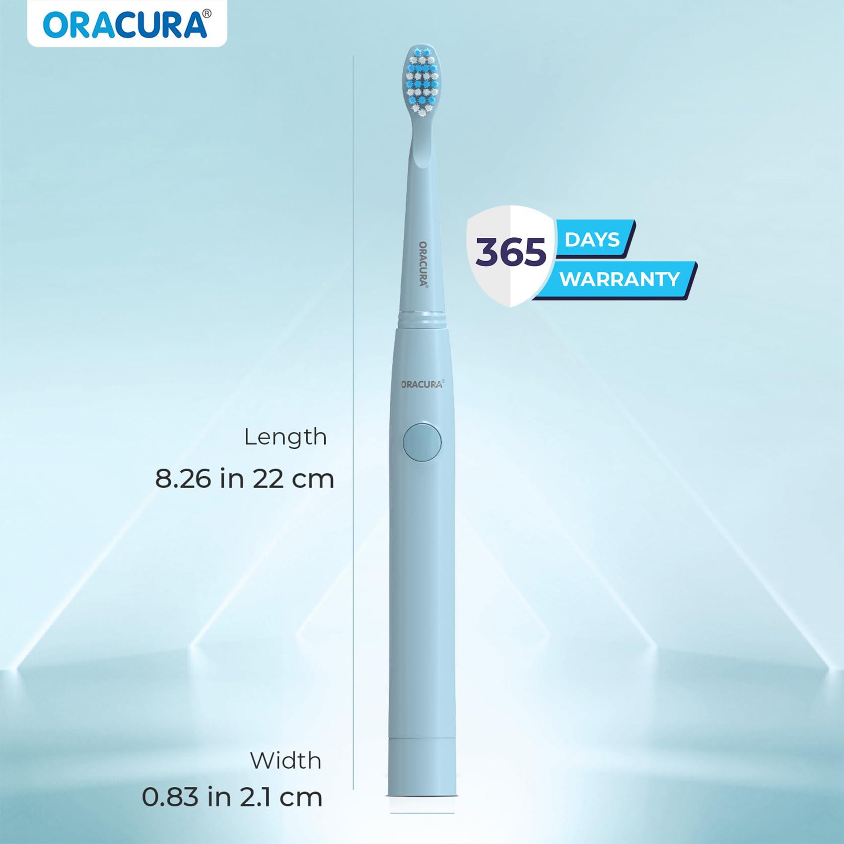 ORACURA ORACURA Adult Sonic Lite Electric Battery Operated Toothbrush Sb100 Combo|1 Year Warranty|Pack Of 1 Green & 1 Blue Colour|With 3 Modes|36,000 Strokes|With Aaa Battery Powered