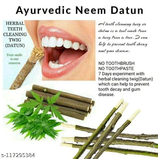 Generic AMTC Organic Neem Datun Tooth Brush/ Fresh NEEM chew Sticks || Natural Herbal Toothbrush Miswak Sticks (PACK OF 30)