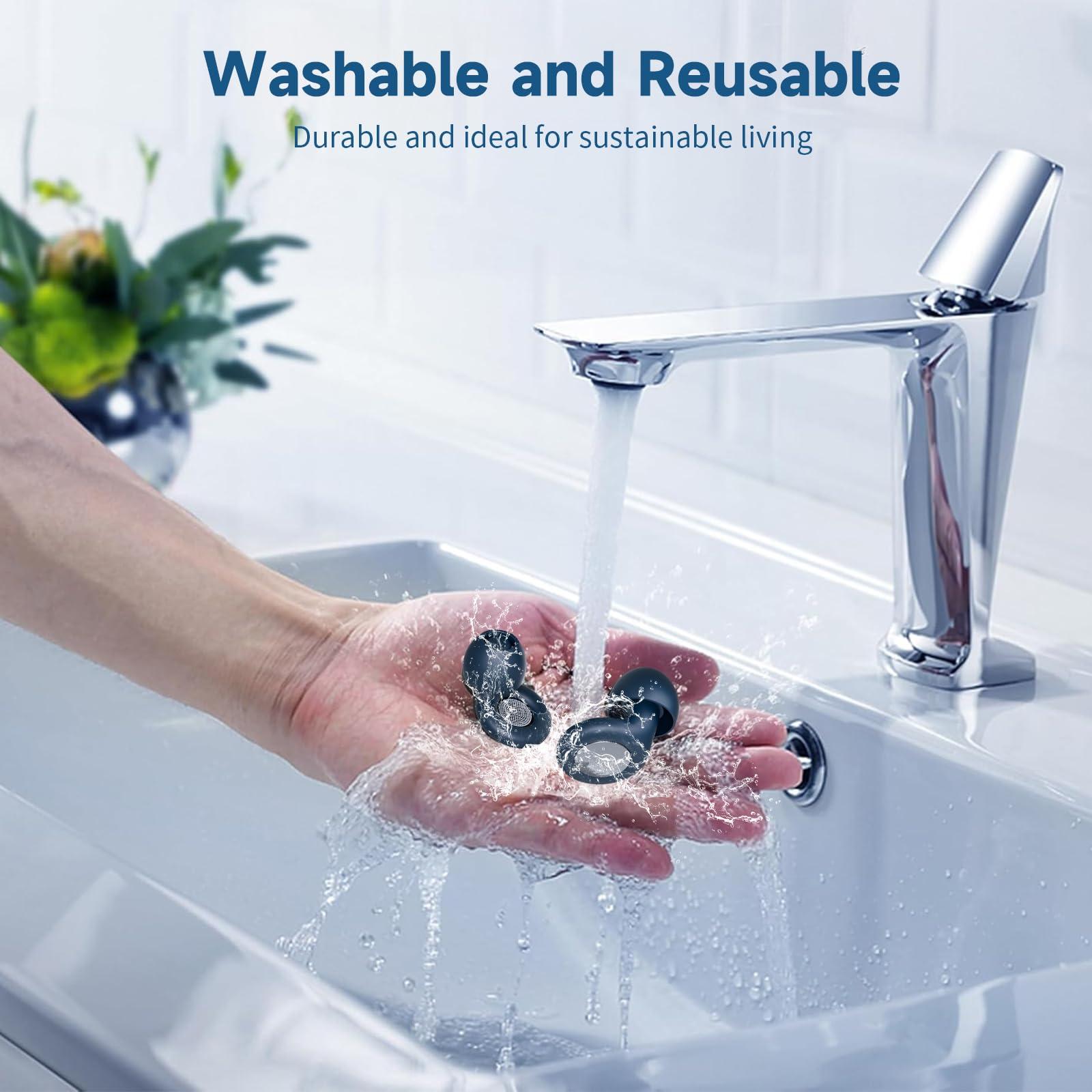 PEATOP PEATOP Ear Plugs Ultra-Comfortable Reusable Noise-cancelling Earplugs, Washable Silicone Swimming Ear Plugs, Earplugs for Sleeping, Deep Learning Focus, Travel and Noise Sensitive Users(Black)