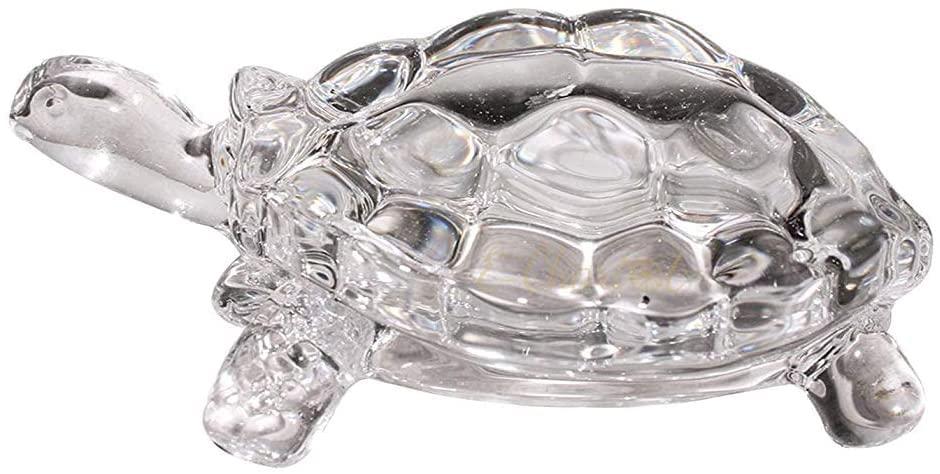 IndianStore4All IS4A Fengshui Vastu Original Clear Crystal Turtle for Peace & Prosperity (3 Inch Small)