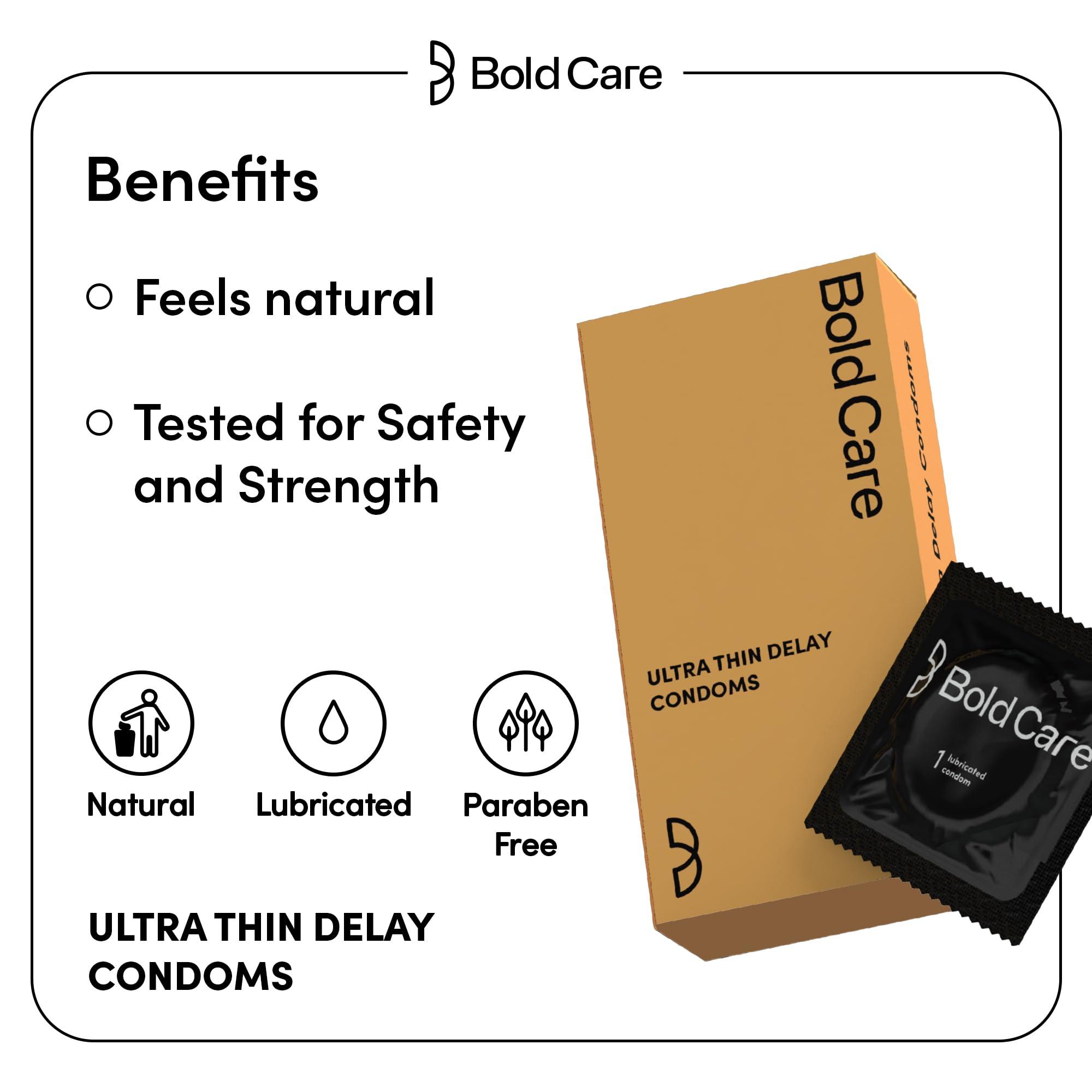 Bold Care Bold Care Multi textured condoms + Ultra Thin Delay Condoms - Super Saver pack - Designed to fit perfectly - Paraben free