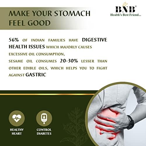 BNB BNB Refined Sesame Oil | Til Oil | Gingelly Oil | Healthy Cooking Oil |Deep Frying Oil | Daily Use| Low Trans-Fat | Non-Sticky | Neutral Flavour | 4 Litre