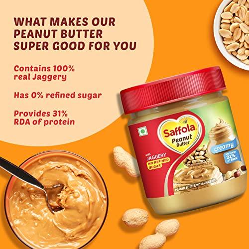 Saffola Saffola Peanut Butter Creamy , 350 gm | High Protein Peanut Butter | Only Jaggery, No Refined Sugar