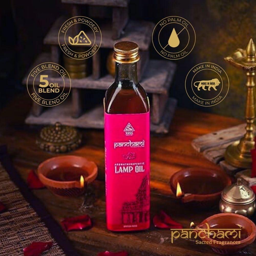 panchami Panchami Sacred Fragrances - Rose Lamp Oil | Inspired from Vedas & Puranas | 100% Natural & Pure Pooja Oil | For Worship & Wellness | 1000 ML