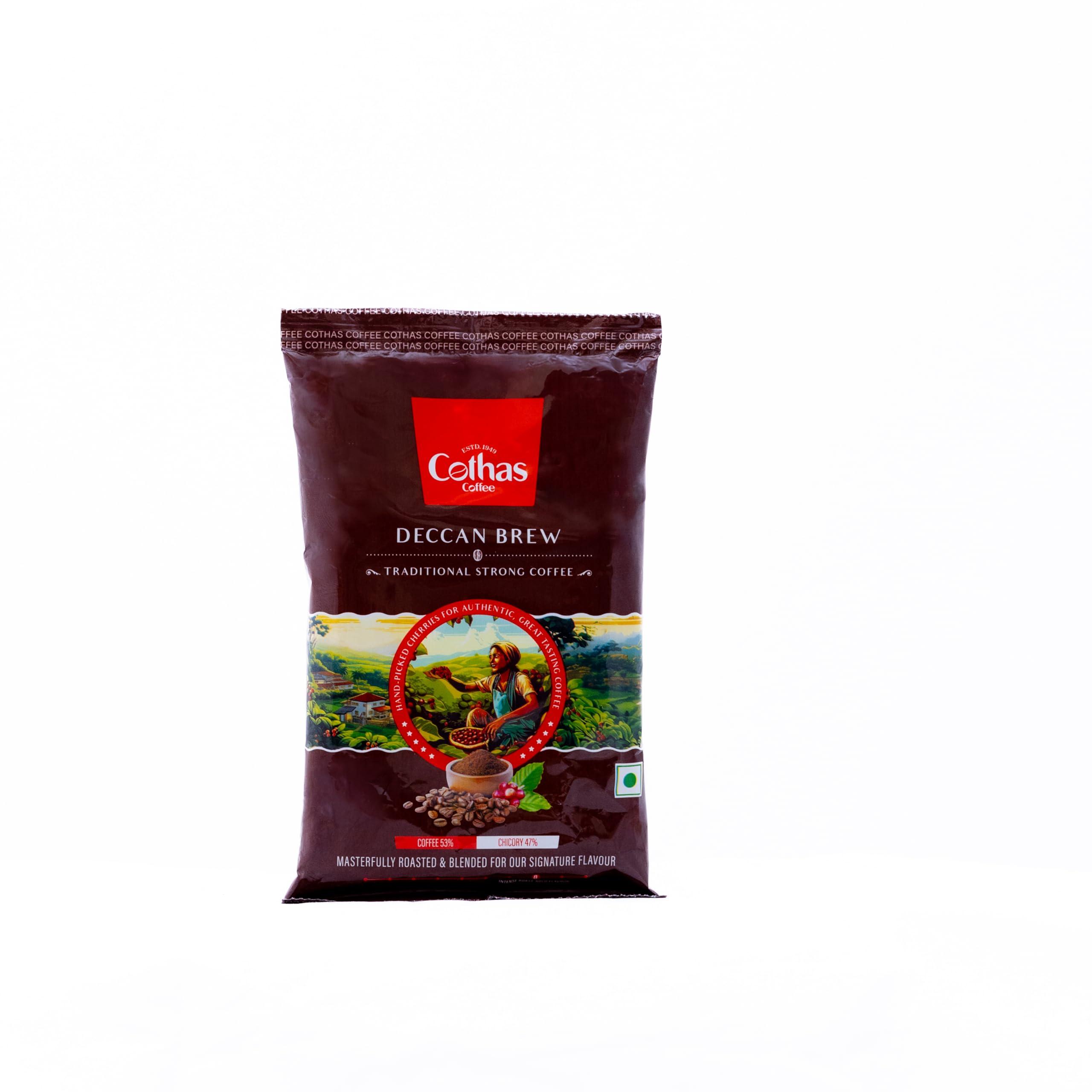 Cothas Cothas Deccan Brew Coffee, Blend of 53% Coffee 47% Chicory, Authentic South Indian Filter Coffee with Fresh Aroma & Strong Taste (100g)