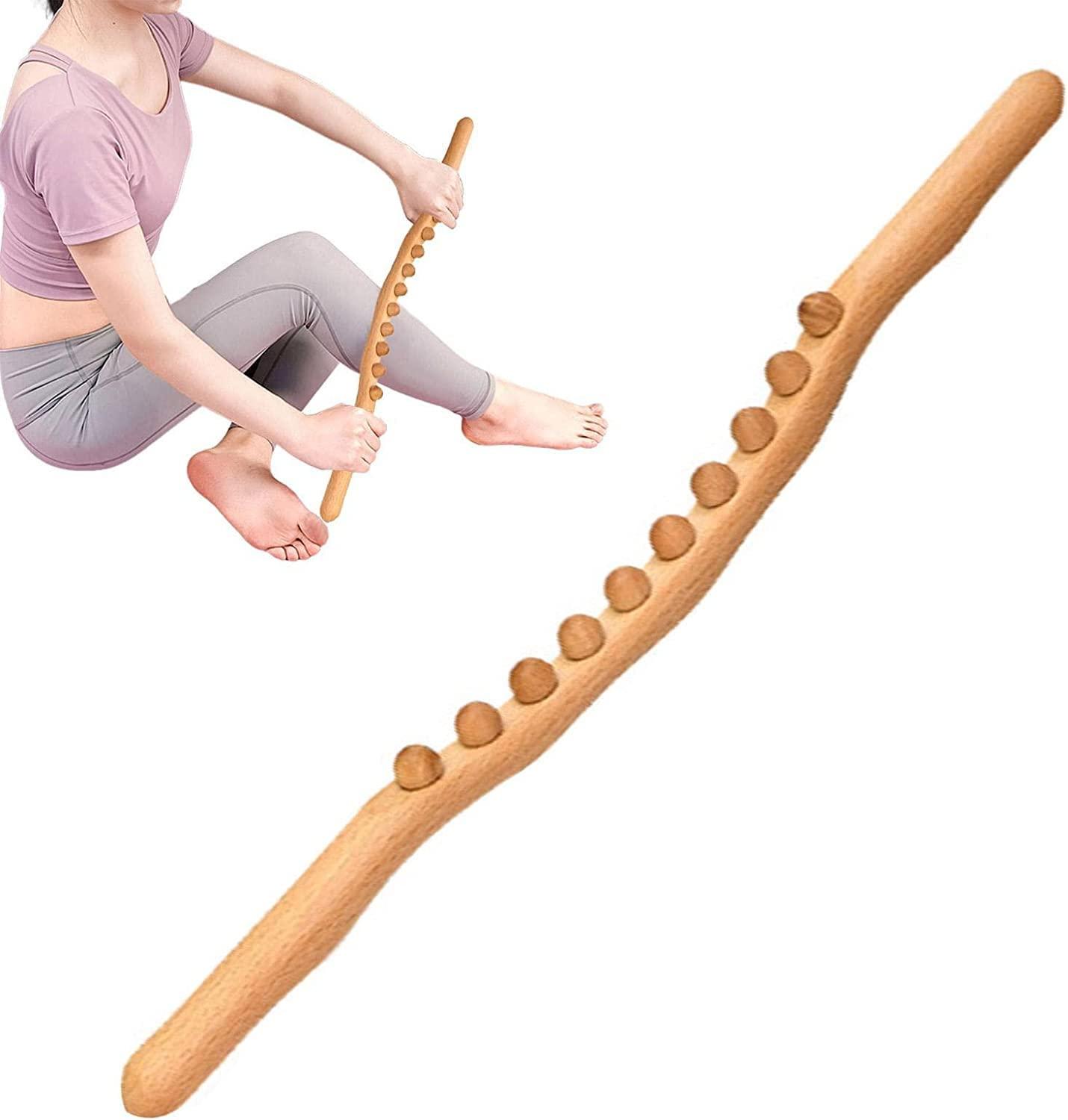 Kruvad Kruvad Gua Sha Stick Massage Wooden Stick for Shoulder Neck Arms Carbonized Wood Massage Tool
