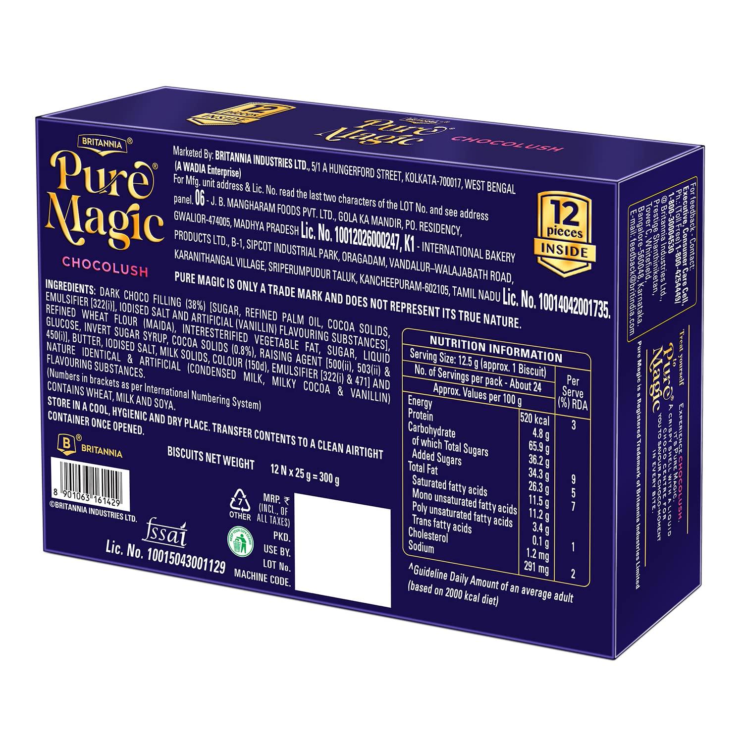 Pure Magic Britannia Pure Magic Chocolush, 300g, with Extra Crunchy Biscuit and gooey Choco-Filling