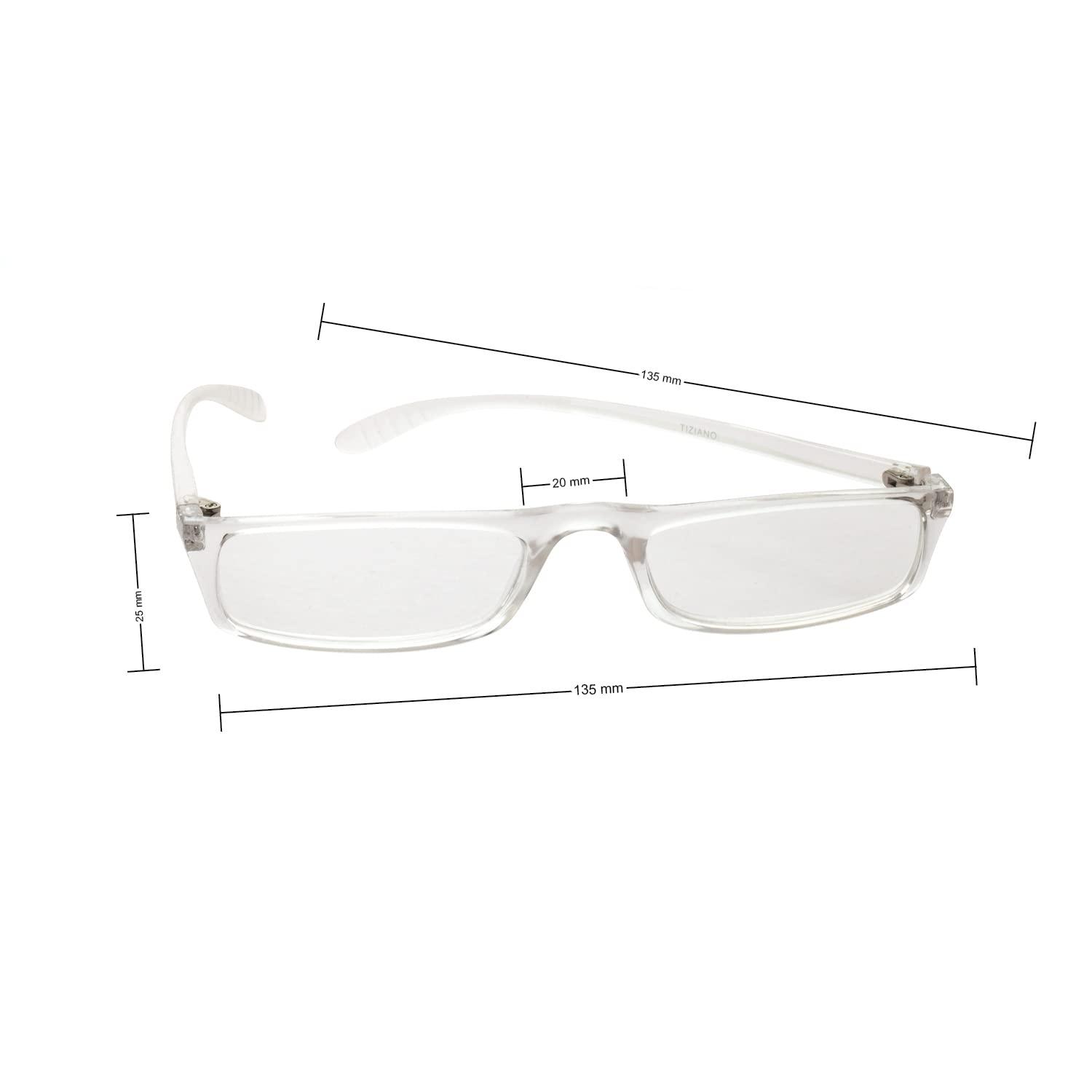 TIZIANO TIZIANO New Age Reading Glasses (Model: Tz-801 Crystal +1.25 with Rectangular Eye Shape)