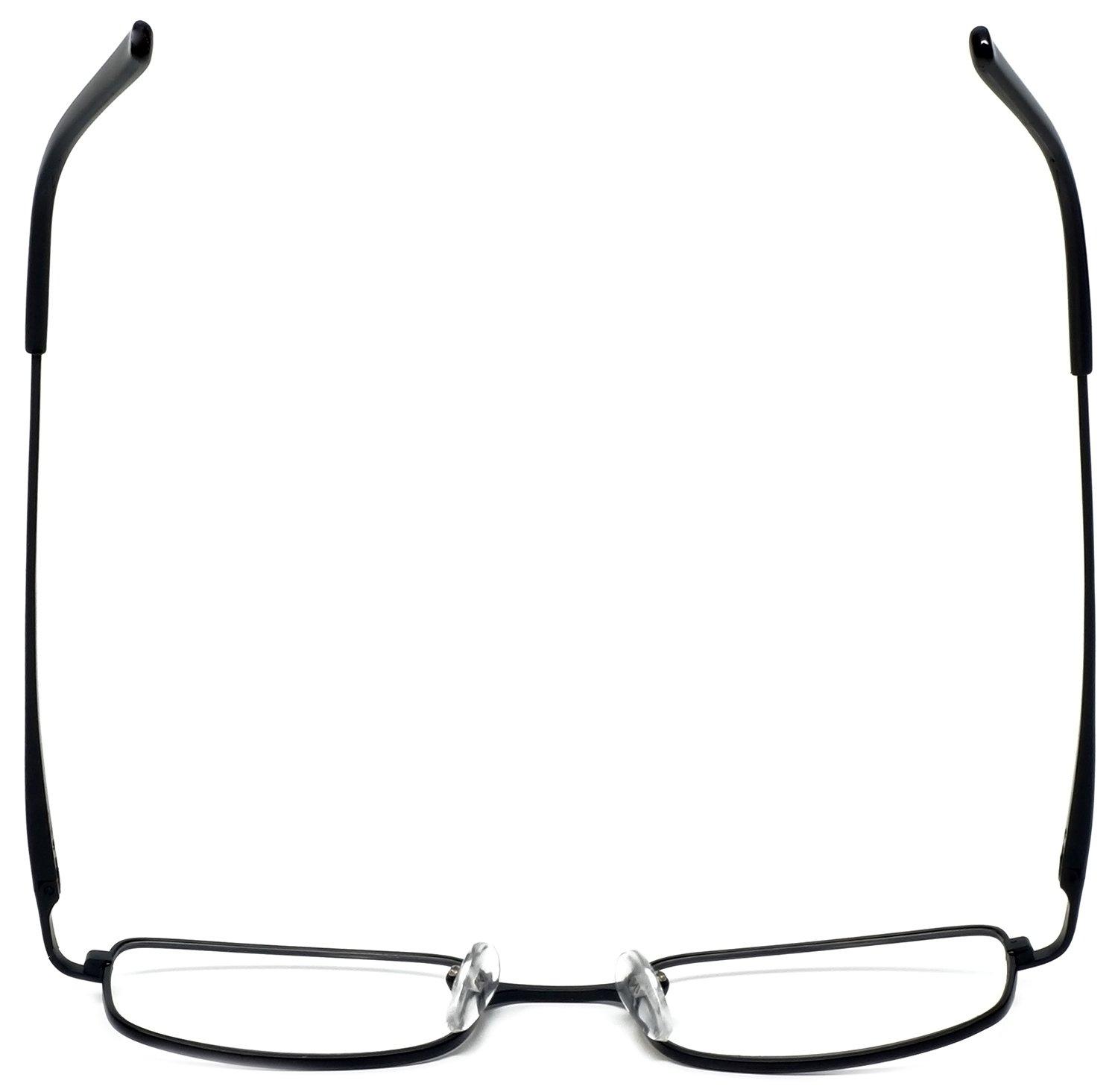 Calabria Calabria 753-XL Rectangle Metal Reading Glasses Men Women Designer One Power Distortion Free Readers Adjustable Nose Pads, Black, Extra Large