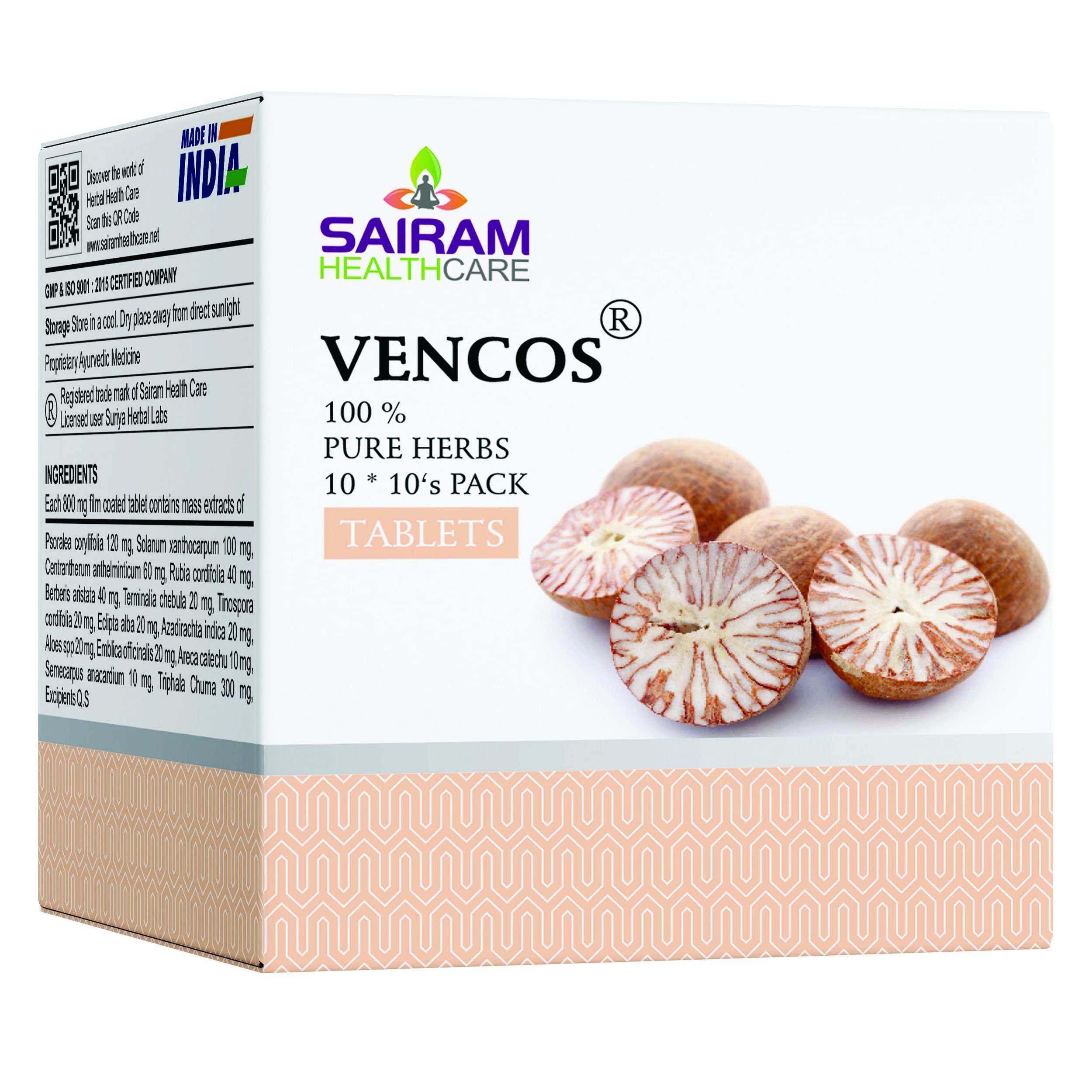 VENCOS VENCOS Tablets (100 counts) for Vitiligo - Ayurvedic Medicine for White Spots - Natural Supplements Composed of 100% Pure Herbs