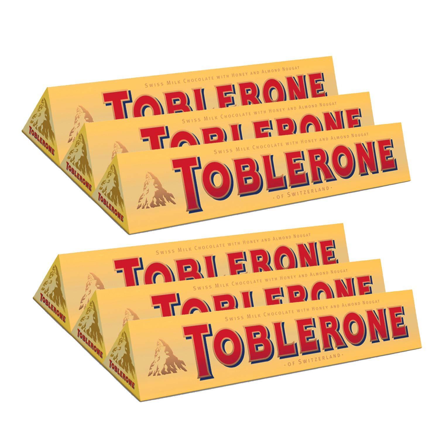 Toblerone Toblerone Milk Chocolate with Honey and Almond Nougat Pack of 6, x 100 g
