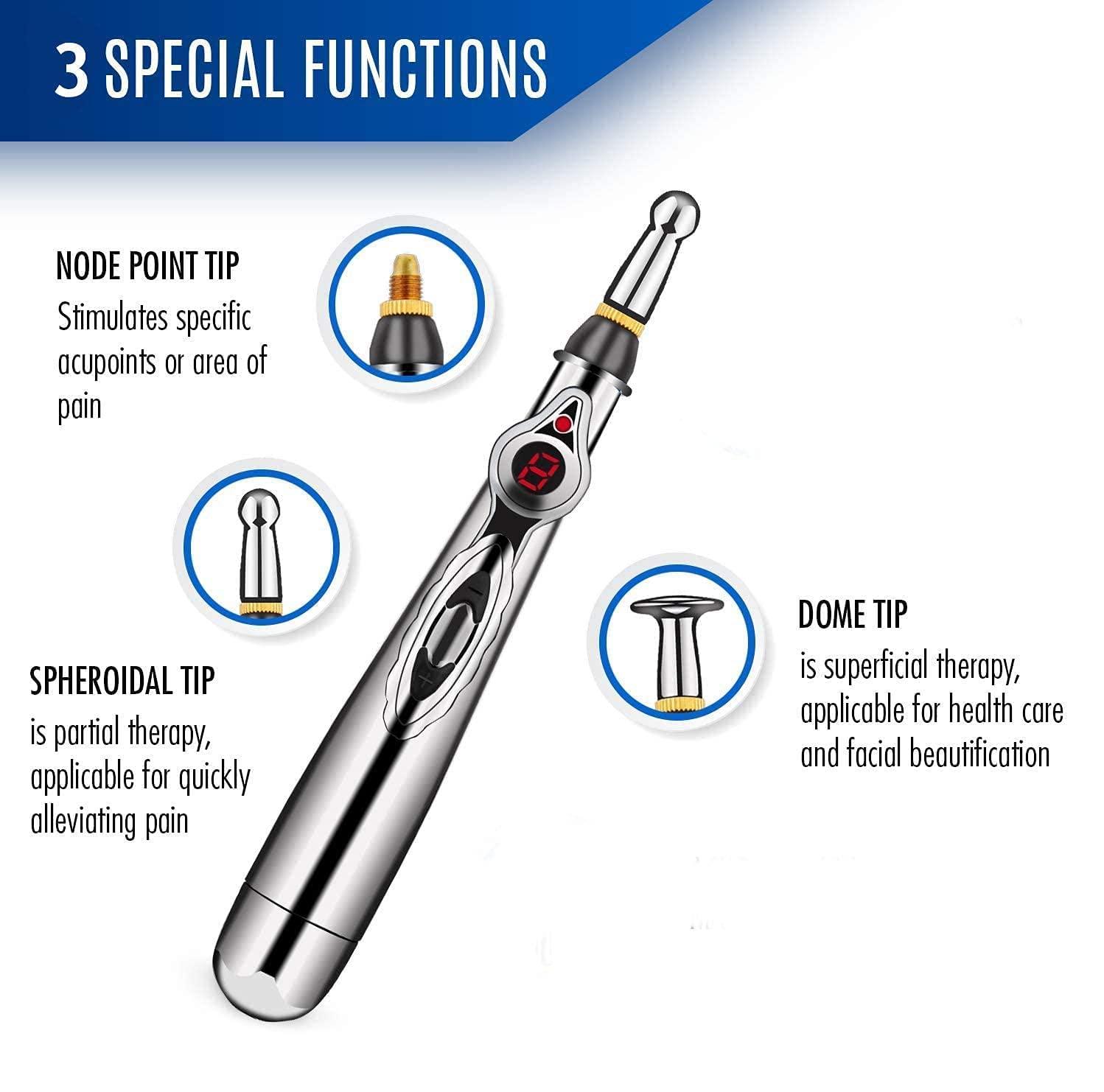 LRK LRK ACUPRESSURE 3-in-1 Electronic Acupuncture Pen, Meridian Energy Pen for Pain Relief Therapy, Electric Meridians Acupuncture Machine, 1 x AA Battery Needed (Not Included)