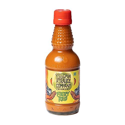 INDIAN SAUCE COMPANY Indian Sauce Company Fiery Red Hot Sauce, 180 ml | Perfect Blend of Flavour and Taste | Spicy Level 7 on 10 | Red Chilli Sauce For All Cuisines | No Artificial Colours | Made In India