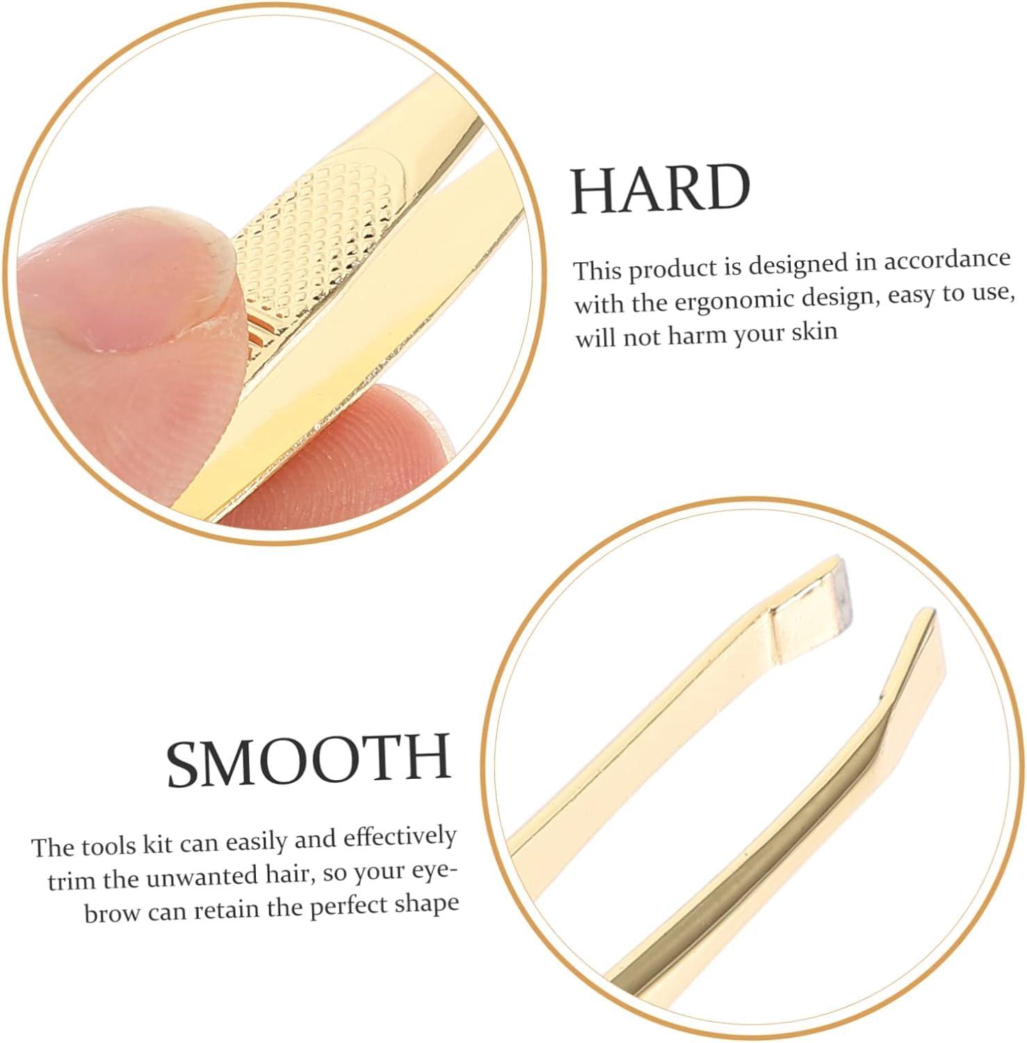 Aternal 2Pcs Eyebrow Tweezers Stainless Steel Professional Tweezers for Eyebrows Beauty Eyebrow Tweezer Eye Hair Removal Tool Hair Remover Tool Facial Tool Kits for Men Women Slant Tip Tweezers Pointy