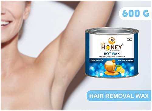 DR HONEY DR HONEY hot wax 600 gram milky and soft wax Hair Removal Wax For Arms, Legs, Chest, Back, and Full Body | Men & Women | Tan Removal | Oily to Normal Skin (600 gram) (Pearl)