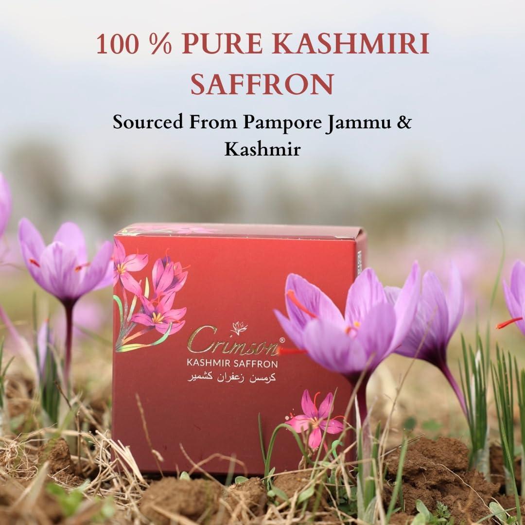 CRIMSON Crimson Kashmir Saffron 1gm | Kashmiri Kesar | Kashmir Saffron | Mongra Saffron | Zafran | Keshar
