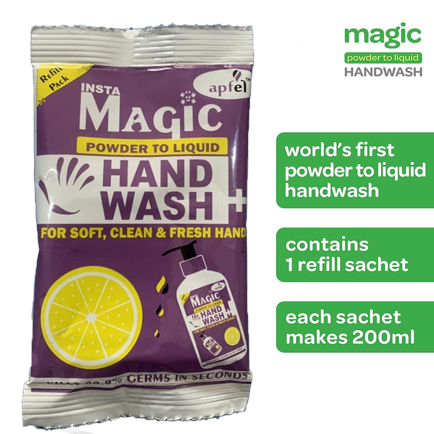 apfel Apfel Insta Magic Hand Wash Powder - 10-Pcs Lavender Scented - 100% Stronger Germ Protection for On-the-Go Hygiene (90g, Makes 2 Litres)