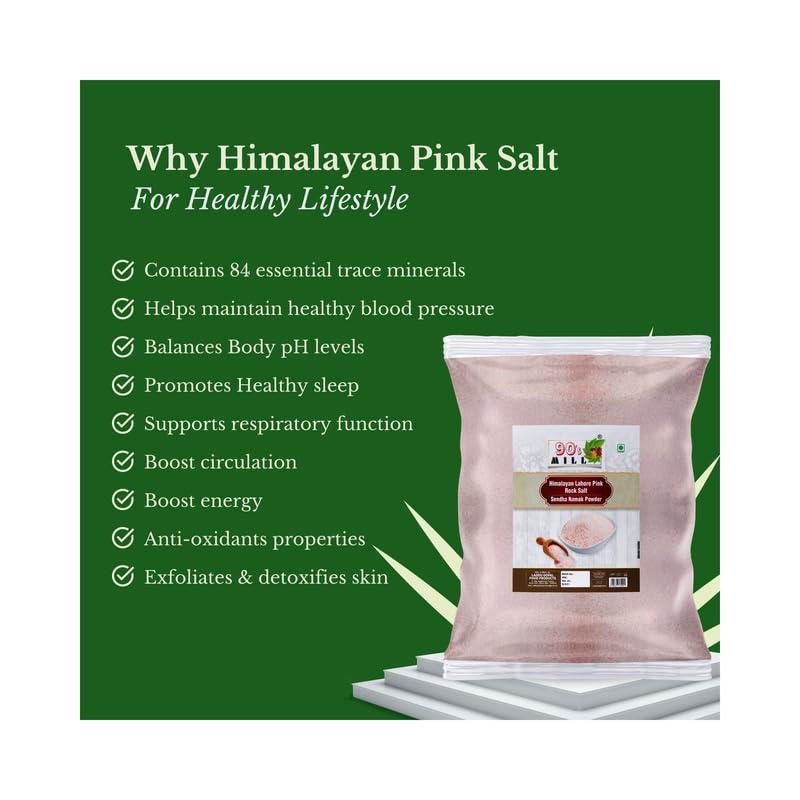 90\'s MILL 90\'s MILL Salt Natural Saindhava Lavana Crystal Rock Salt Powder | Rock Salt | Premium Sendha Namak | with Natural Trace Minerals | Fast Navratri Upwaas Vrat Ekadashi Salt-400GM*3Pack