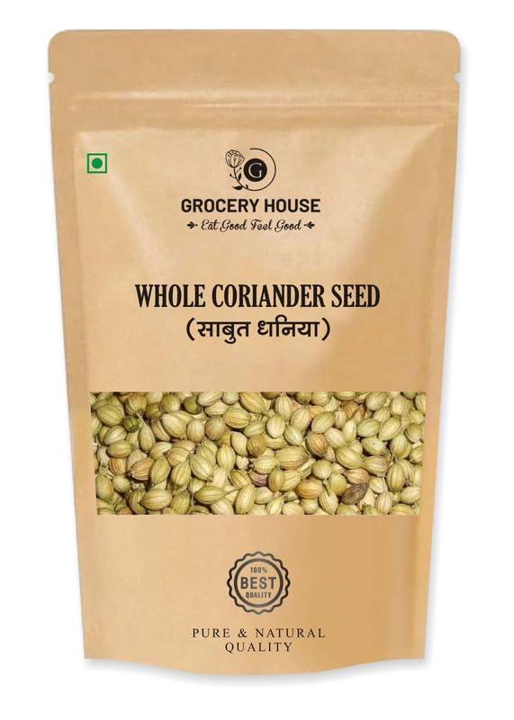 Grocery House Grocery House Coriander Seeds Whole | Dhaniya Seeds | Sabut Dhania | Whole Dhania Seeds | Dhania Whole (100 Grams)