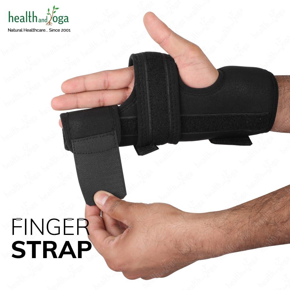 HEALTHANDYOGA HealthAndYoga GuardNHeal Boxer Finger Splint (M) -Ulnar Gutter Contraption with Straps & Aluminium Strip- Protects & Immobilizes 4th & 5th Fingers- For Fracture, Sprain - Fits Both Left & Right Hands