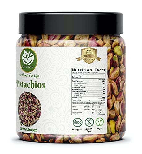Go Vegan Go Vegan Pista Without Shell - 250g | Grade - Jambo Size, Pistachios Kernels Dry Fruits [Jar Pack]