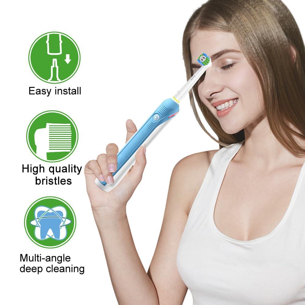 Betterchoi Betterchoi 18 Pack Precision Replacement Brush Heads Compatible for Braun Oral B Electric Toothbrush. 9pcs White and 9 pcs Black.