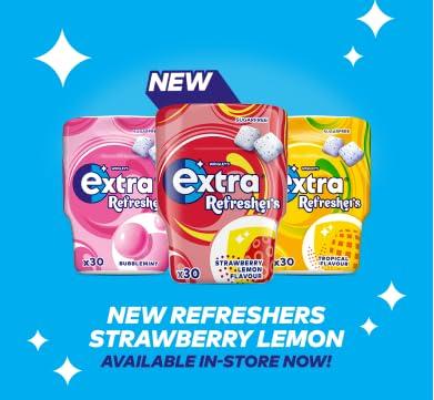 Extra Refreshers Extra Refreshers Strawberry Lemon Flavour Sugarfree 30 Cubes Chewing Gum Bottle 67gm