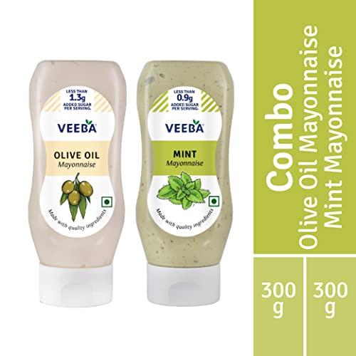 VEEBA Veeba Olive Oil Mayonnaise, 300g and Mint Mayonnaise, 300g - Pack of 2