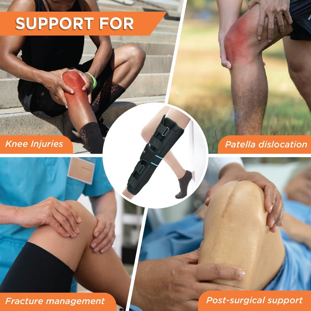 Vissco Vissco Knee Stabler - Long 19" Brace (Firm Support) Knee Support for Osteoarthritis of knee joint, Pain Relief, Knee Stabilizer, Joint Injury, Knee Immobilizer - Small (Black)