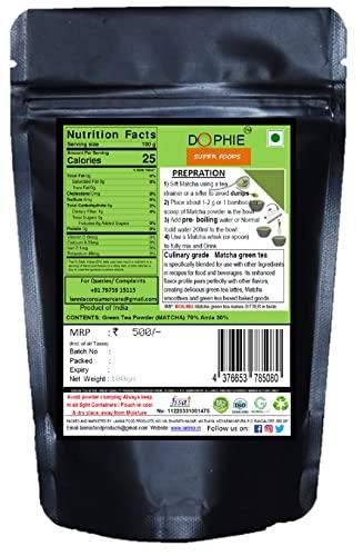 Dophie Dophie Matcha Green Tea Powder with Amla Powder 100g [PACK-3] Culinary Grade - Powerful antioxidants and benefits from Amla and Matcha green tea Powder.